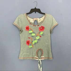 Anthropologie floral embellished patchwork top!